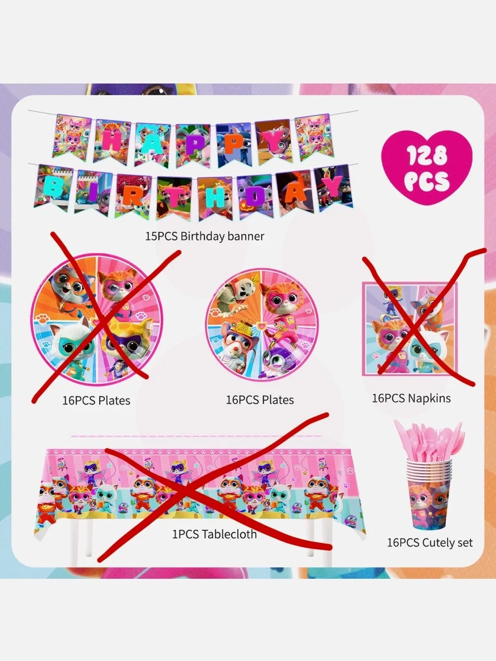 NWOT SuperKitties Party Tableware Set 2